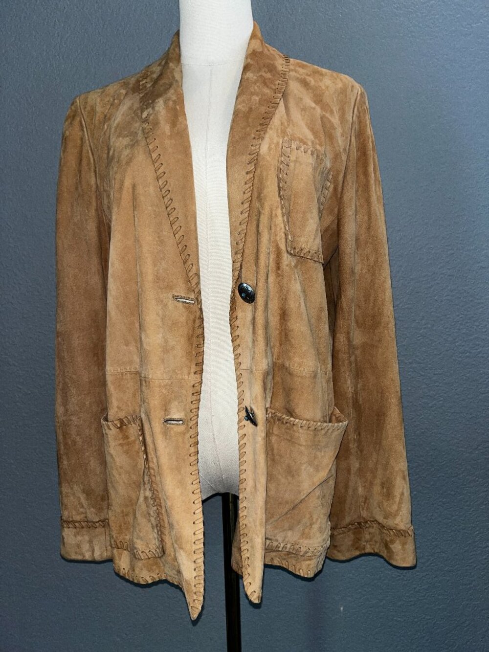 Vintage RALPH LAUREN Tan Glove Suede Southwestern Western Cowgirl Barn Jacket  S